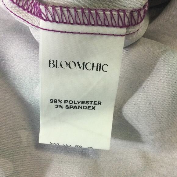 BLOOMCHIC 22-24 3X Plus Purple Floral Shirred Elastic Waist Knee Dress NWT B43 - Picture 11 of 11